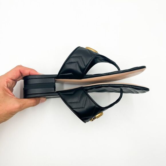 Gucci GG Marmont Matelassé Quilted Chevron Sandals EU 38.5 US 8.5 - Picture 7 of 14